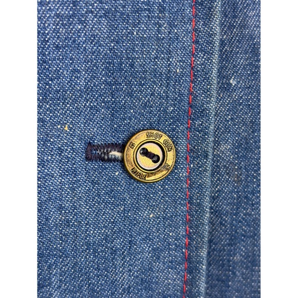 VTG 70s Joyce Blue Denim Vest Medium Red Stitching Shotgun Shell Buttons Western - Picture 3 of 8